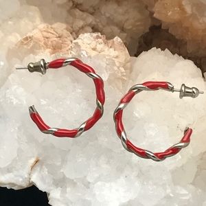 Vintage Red Open Hoop Fashion Earrings